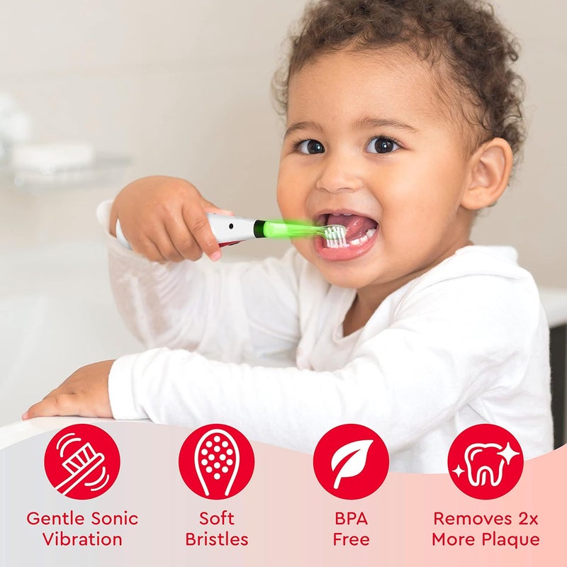 Brusheez Little Toddlers’ Sonic Toothbrush - Safe & Gentle Toothbrush for Ages 1-3 with Built-in, Light-Up 2-Minute Timer, Extra Brush Head, & Storage Base for First-Time Brushers (Spotty The Puppy) - Image 4
